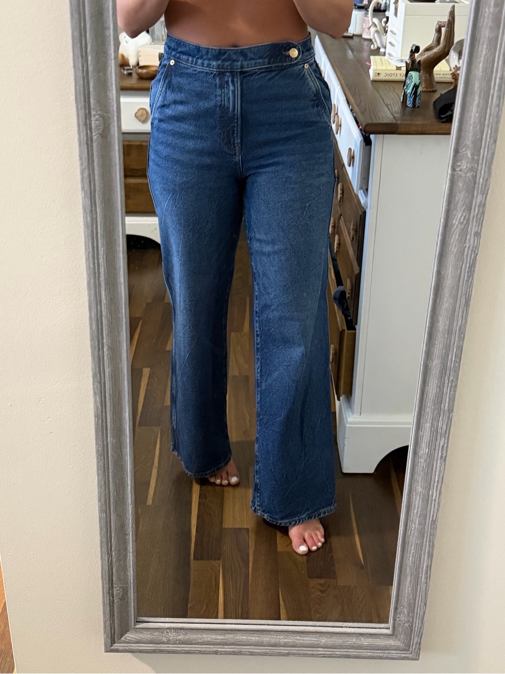 High-Rise Wide-Leg Women’s Jeans — Dark Blue